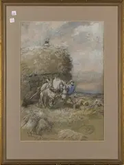 Lucy Kemp-Welch, Study for a Harvest Picture, watercolour