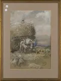 Lucy Kemp-Welch, Study for a Harvest Picture, watercolour