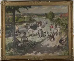 Leonard John Fuller, Children on their Way back from School, oil on canvas