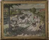 Leonard John Fuller, Children on their Way back from School, oil on canvas