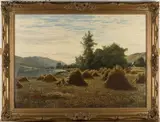 James Heron, Harvesters resting among Haystacks, 1880, oil on canvas