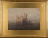 Frederick Edward Joseph Goff, Canterbury Cathedral, watercolour with scratching out