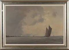 Kenneth Denton, Sunlight and Squall off Harwich, oil on board