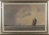 Kenneth Denton, Sunlight and Squall off Harwich, oil on board