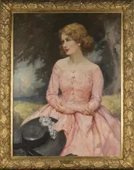 John William Schofield, Jonné' (Three-quarter Length Portrait of a Lady in a Pink Dress), 1935, oil on canvas