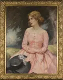 John William Schofield, Jonné' (Three-quarter Length Portrait of a Lady in a Pink Dress), 1935, oil on canvas