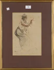 Paul-Albert Besnard, Study of a Lady, conté and chalk