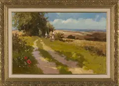 John Haskins, Country Path, oil on board
