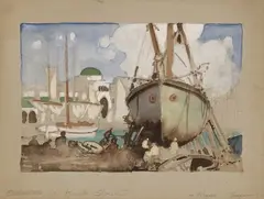 Kenneth Denton Shoesmith, North African Harbour Scenes, possibly Tangiers, a pair of watercolours with gouache