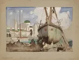 Kenneth Denton Shoesmith, North African Harbour Scenes, possibly Tangiers, a pair of watercolours with gouache