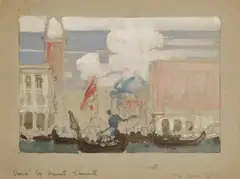 Kenneth Denton Shoesmith, St. Mark's Square from the Grand Canal, Venice, watercolour with gouache over pencil