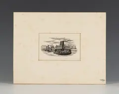 Stanley Roy Badmin, Woolwich Ferry, pen and ink