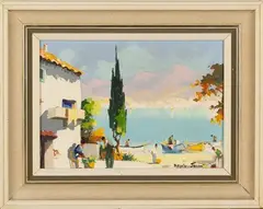 C.R. Doyly-John, Along the Costa Brava, Spanish Riviera, oil on canvas
