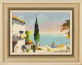 C.R. Doyly-John, Along the Costa Brava, Spanish Riviera, oil on canvas