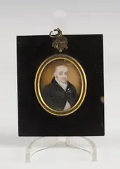 E. Tayler, Oval Miniature Portrait of an Elderly Gentleman wearing a Buttonhole, watercolour