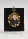 E. Tayler, Oval Miniature Portrait of an Elderly Gentleman wearing a Buttonhole, watercolour