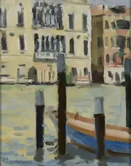 Ken Howard, Venetian Canal Scene, oil on canvas-board