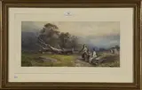 Henry Andrew Harper, Rural Figures in Conversation in a Landscape, 1886, watercolour heightened with gouache