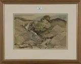 Charles Knight, Cwm Croesor, 1935, watercolour and pencil