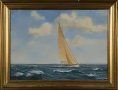 N. Herold, Yacht sailing off the Isle of Wight, oil on board