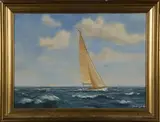 N. Herold, Yacht sailing off the Isle of Wight, oil on board