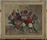 Alexei Nikolsky, Still Life of Dahlias, Chrysanthemums and other Flowers, 1957, oil on canvas