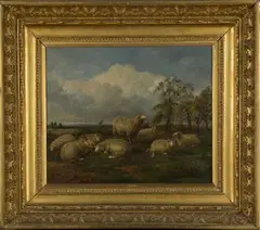 Stanley Cooper, Sheep within a Landscape, oil on canvas