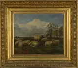 Stanley Cooper, Sheep within a Landscape, oil on canvas