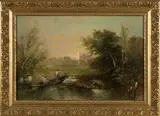 Clifford Montague, Eton College from the Backwater, Evening, 1899, oil on canvas