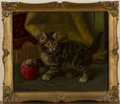 Wilson Hepple, Kitten with a Ball of Wool, 1912, oil on canvas