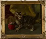 Wilson Hepple, Kitten with a Ball of Wool, 1912, oil on canvas