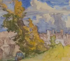 Frank Brangwyn, View of the Green at Ditchling, watercolour over pencil