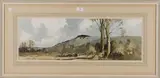 Edward Wesson, Chanctonbury from Storrington Road, watercolour and ink
