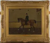 James Pawley, Gentleman on Horseback in a Riding Stable, 1881, oil on canvas