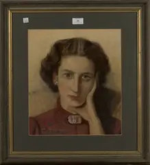 John Hodgson Lobley, Portrait of Eileen Margaret Sutcliffe-Hey, oil on artist's board