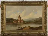 Alfred Vickers, Continental Lake View, oil on canvas