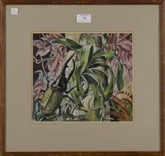 Stephen Haweis, Stag Beetle in Foliage, watercolour