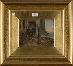 Clovelly, a Sketch by Thomas Barrett, oil on canvas, sold Nov 2016