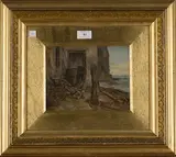 Thomas Barrett, Clovelly, a Sketch, oil on canvas