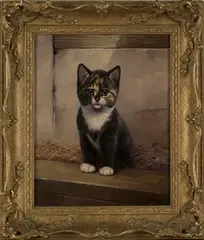 Bessie Bamber, Study of a Cat, oil on panel