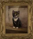 Bessie Bamber, Study of a Cat, oil on panel