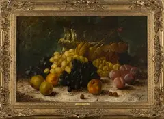 Thomas Whittle, Still Life Study of Grapes and Other Fruit, oil on canvas