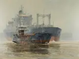 John Lines, Ugly Duckling Departure, oil on canvas