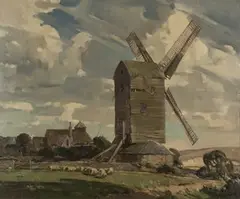 Edwin Byatt, The Post Mill at Friston, Sussex, oil on canvas