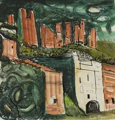 Luke Piper, Porth Gain' (View of the Slate Quarry), mixed media