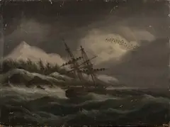 Thomas Luny, Sailing Vessel in Coastal Waters at Night, 1833, oil on panel