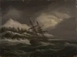 Thomas Luny, Sailing Vessel in Coastal Waters at Night, 1833, oil on panel