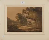 Francis Nicholson, Dripping Rock at Knaresborough, watercolour with scratching out
