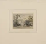 François Joseph Nolau, Parisian Scene with a Fountain, the Arc de Triomphe in the distance, watercolour