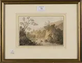 Joseph Francis Burrell, River Landscape with Distant Church, watercolour